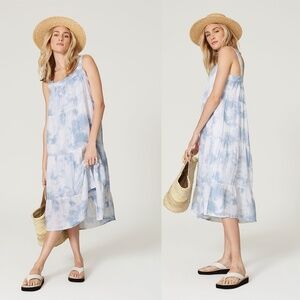 RAILS | Blue Coastal Vacation Amaya Midi Tier Dress in Cascade Tie Dye | Size XS